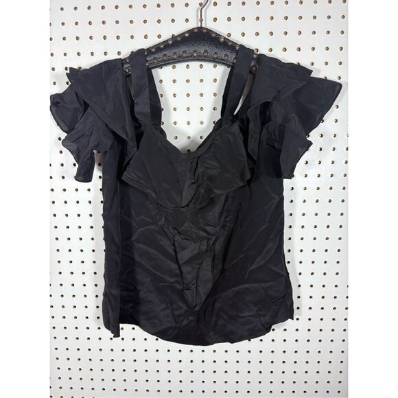 J.Crew silk Ruffled cold shoulder blouse size 4 - Picture 2 of 7